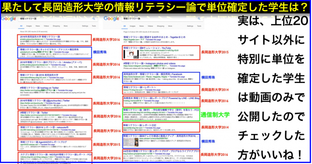 Google検索「情報リテラシー論 」SEO上位:長岡造形大学生は?