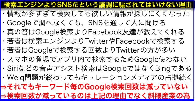Googleオワコンや検索エンジンよりSNSの論調に騙されない