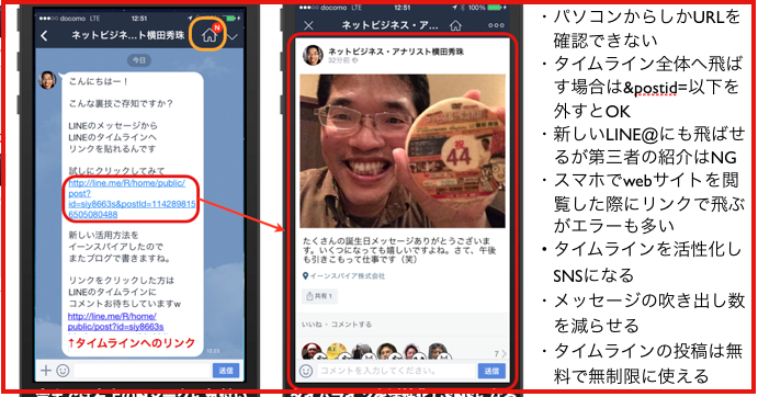 Line メッセージからタイムラインへurlリンクを貼る方法 ネットビジネス アナリスト横田秀珠