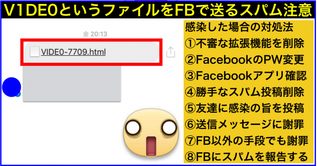 FacebookでV1DE0-(4桁数字).htmlのメッセージを送るスパム対処法