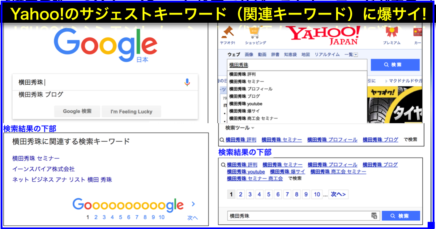 ｢横田秀珠｣のサジェストキーワード検索結果を最適化する方法