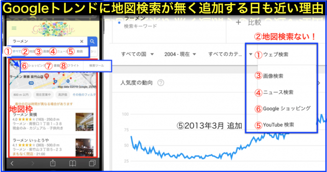Googleトレンド調査条件にGoogleマップ(地図)検索が追加？