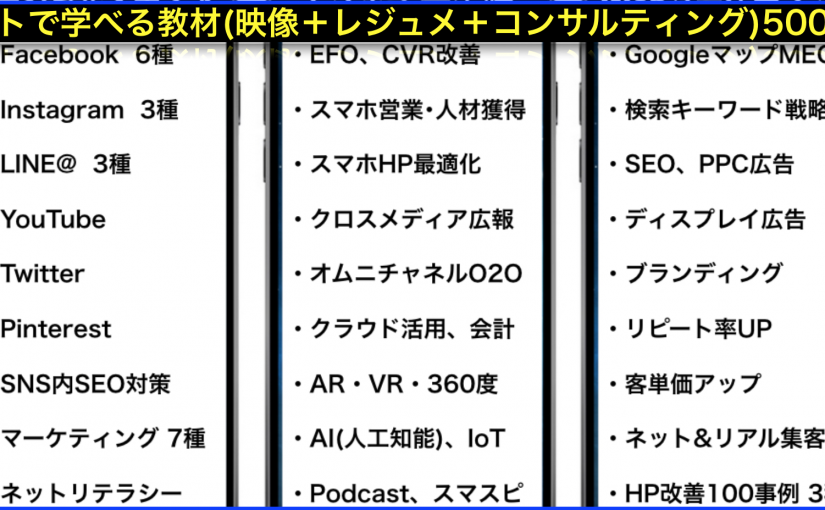 様々な50ジャンル超えセミナー教材をダウンロード販売