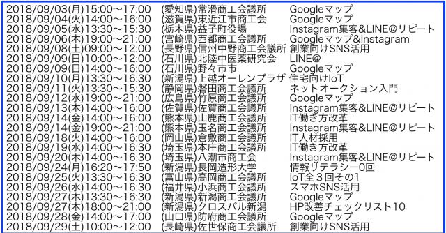 2018年9月以降の講演予定で注目セミナー(新潟県外も多数)