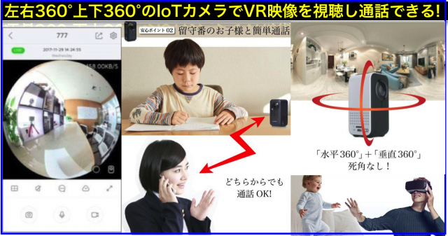 左右360°上下360°のIoTカメラでVR映像を視聴し通話できる