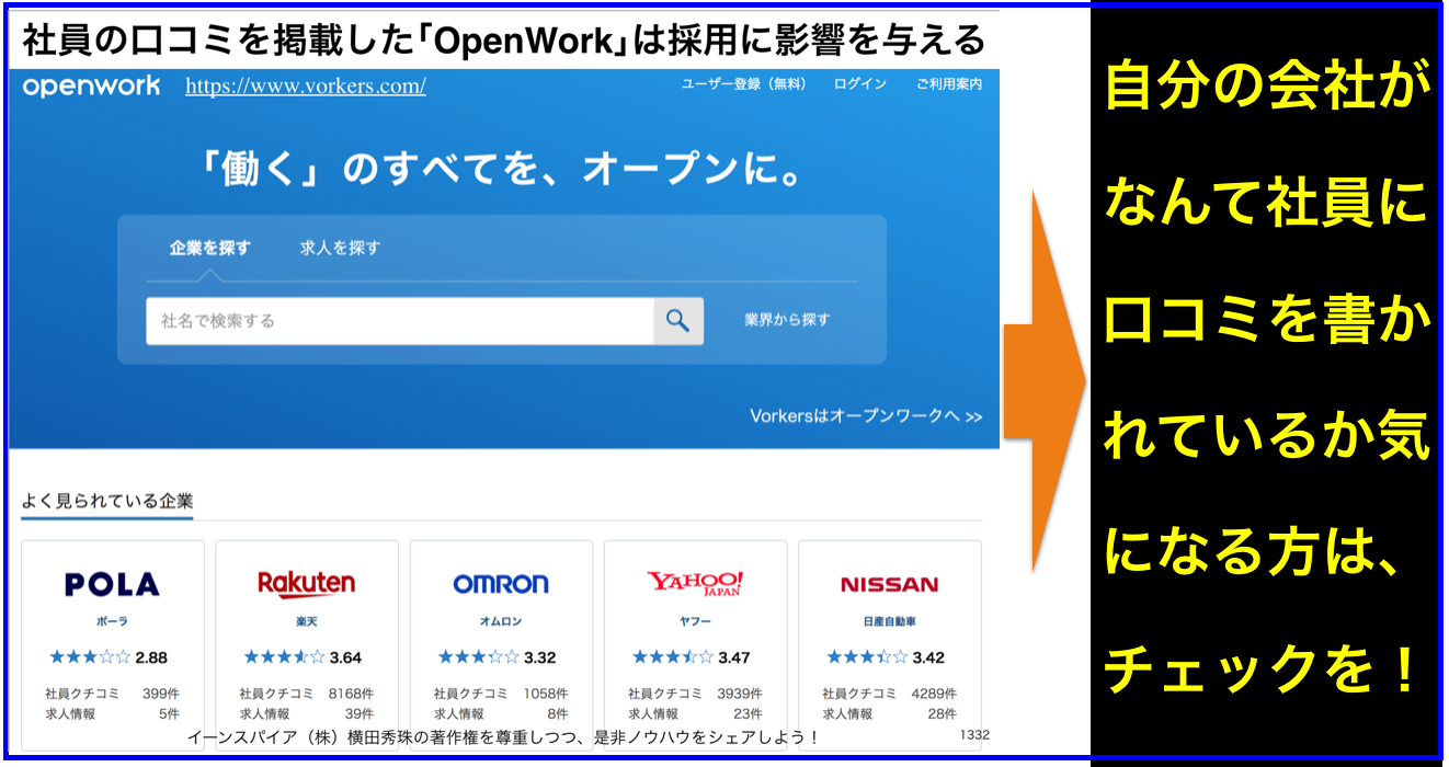 社員の口コミ求人サイト｢Vorkers｣から｢OpenWork｣へ変更