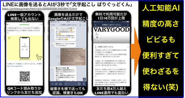 LINEに画像を送るとAIが3秒で｢文字起こし ばりぐっどくん｣