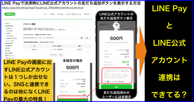 LINE Payで決済時にLINE公式アカウントの友だち追加ボタンを表示する方法