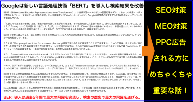 SEO・MEO・PPC対策に必須Google新言語処理技術「BERT」