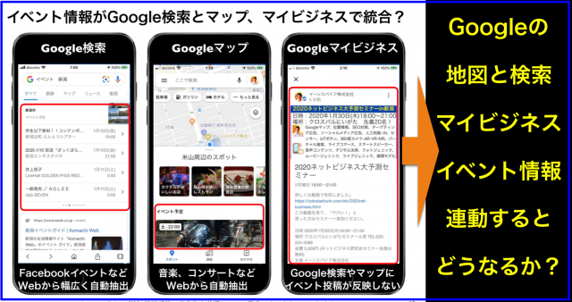 GoogleマイビジネスがGoogleマップと検索でイベント連携?