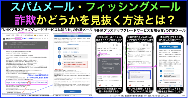 警告｢NHKプラスアップグレードサービスお知らせ｣詐欺メール