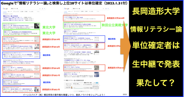 Google検索｢情報リテラシー論｣SEO上位2022長岡造形大学