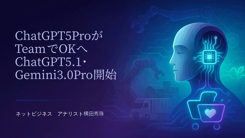 ChatGPT5ProがTeamでOKへChatGPT5.1･Gemini3.0Pro開始
