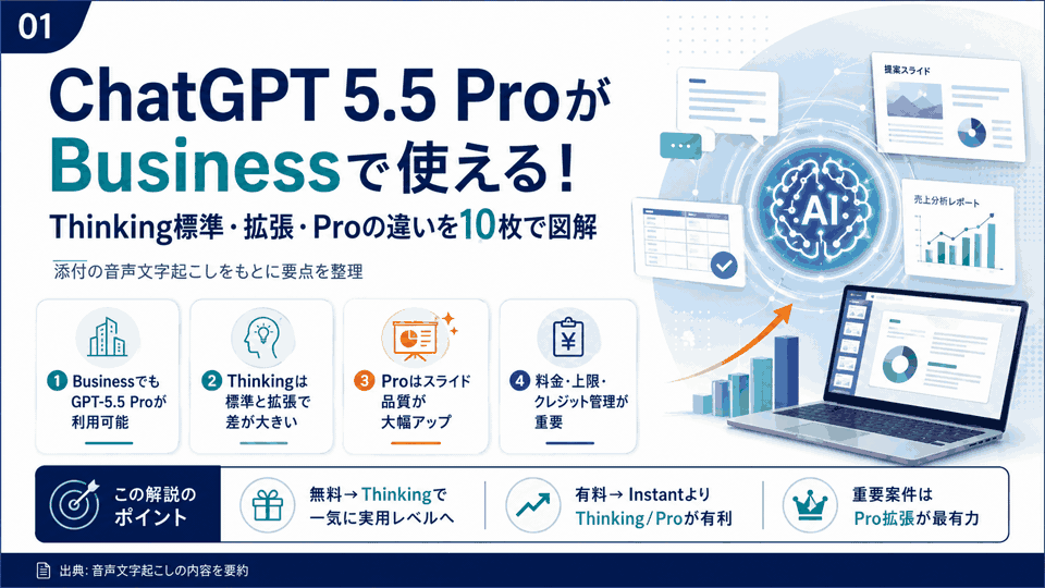 ChatGPT5.5ProがBusinessプランOK:Thinking標準･拡張の違い