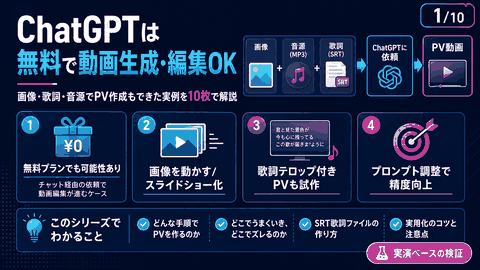 ChatGPTは無料で動画生成･編集OK:画像･歌詞･音源でPV作成も