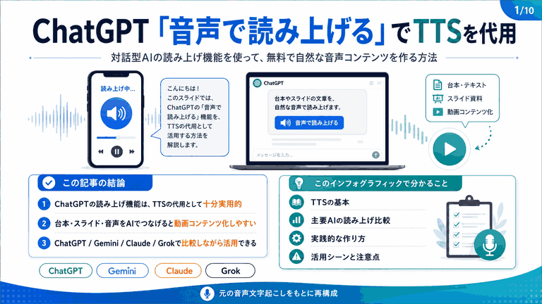 ChatGPT｢音声で読み上げる｣でText to Speech=TTS=音声合成