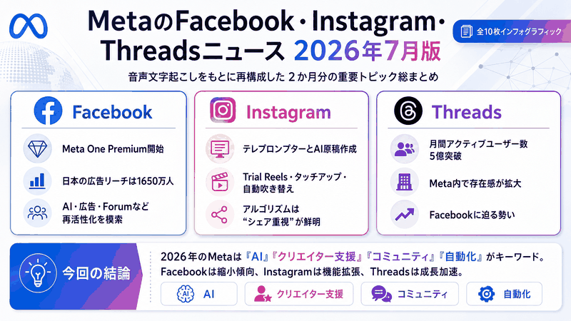 MetaのFacebook･Instagram･Threadsニュース2026年7月分