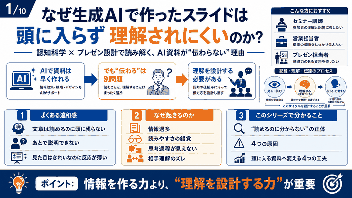 生成AIで使ったスライドは頭に入らず理解できないのは何故か？