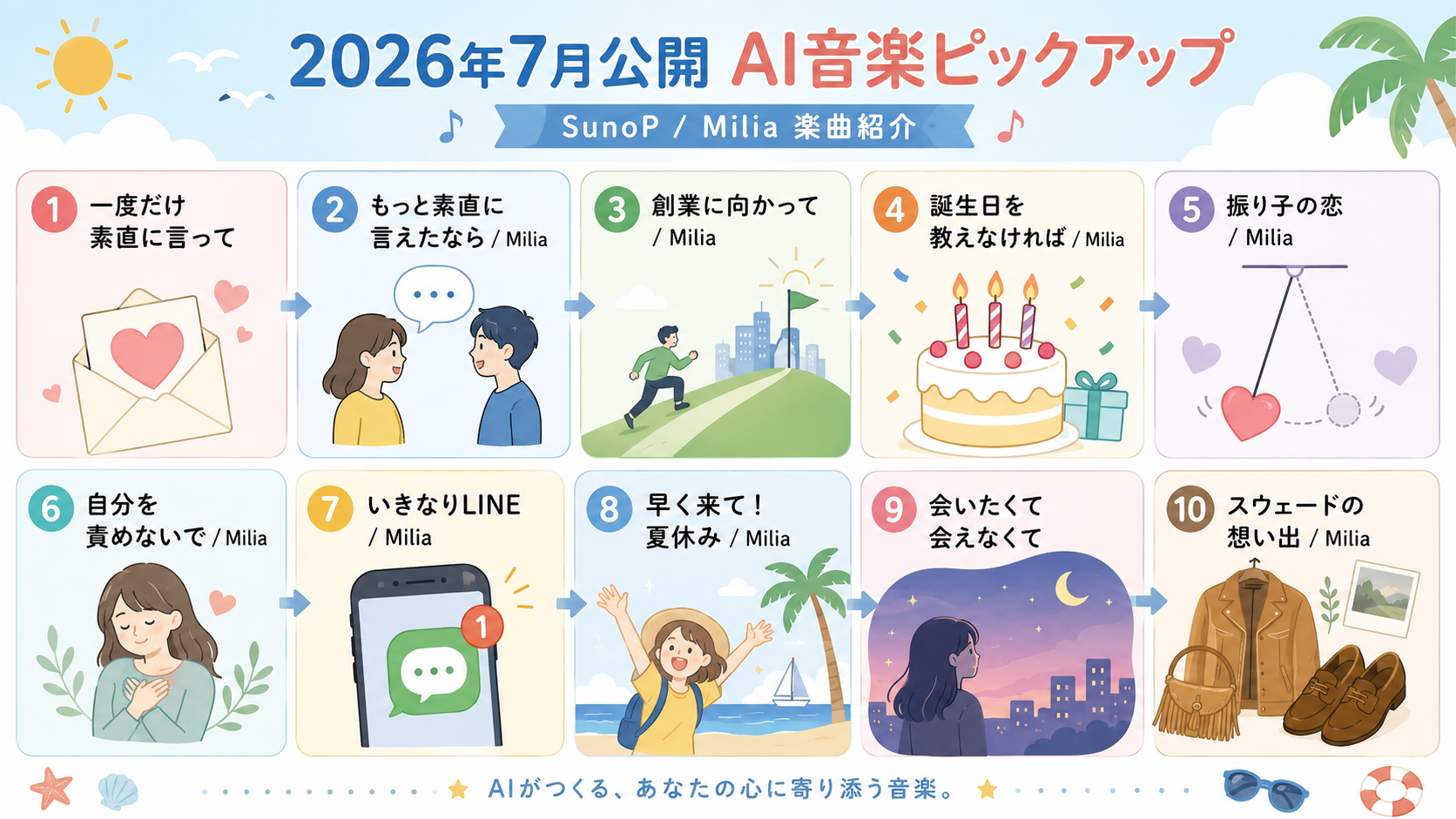 SunoP横田秀珠:音楽生成AI｢Suno｣1230曲/1302曲2026年7月分