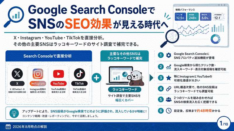 Google Search ConsoleでX･Instagram･YouTube･TikTok分析