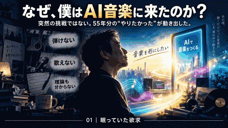SunoPよこたん何故AI音楽に来た?人生55年の答(AI音楽ラジオ)