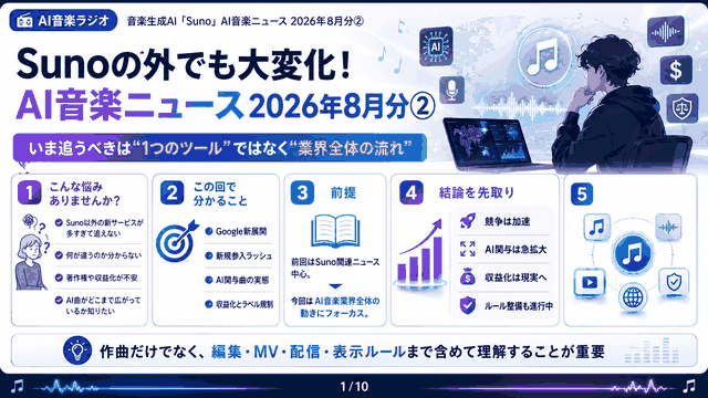 音楽生成AI｢Suno｣AI音楽ニュース2026年8月分(AI音楽ラジオ)②