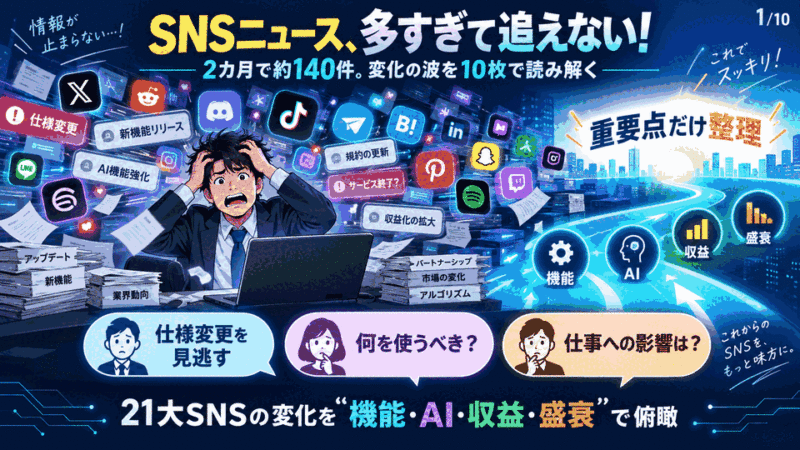 YouTubeとMeta社の3種以外21大SNSニュース(2026年9月分)