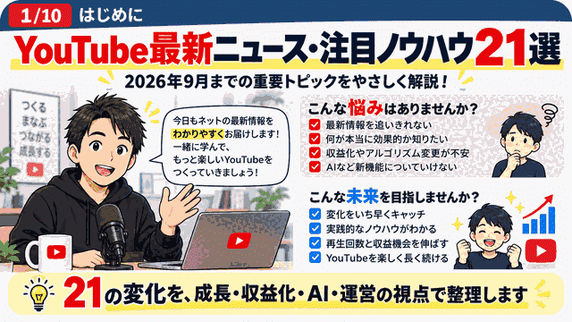 YouTube関連の最新ニュース・注目ノウハウ21選(2026年9月)