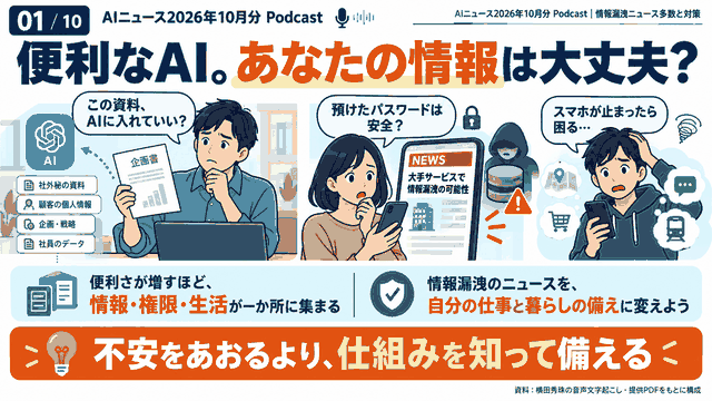 AIニュース2026年10月分Podcast:情報漏洩ニュース多数と対策