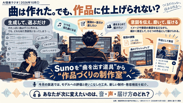 音楽生成AI｢Suno｣AI音楽ニュース2026年10月(AI音楽ラジオ)①