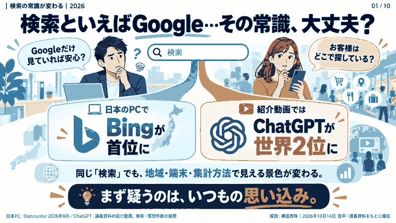 Googleがピンチ?日本PC検索シェア1位Bing!世界ChatGPT2位!